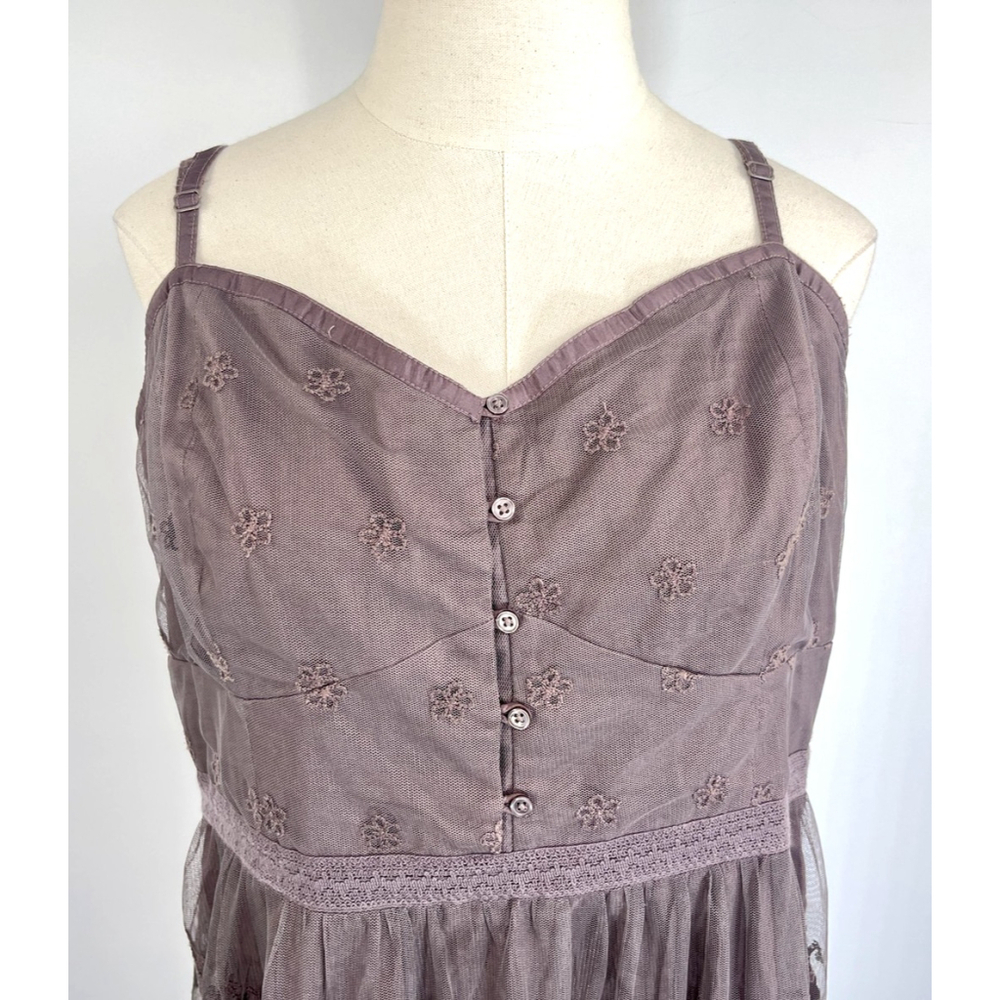 American Eagle Outfitters Dress XL Lace Smocking Eyelet Boho Coastal Cowgirl - Picture 10 of 15